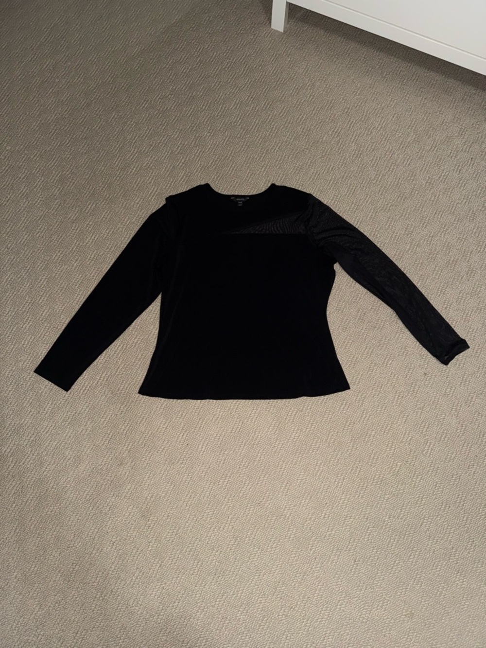 RW&CO. Black Long-Sleeve Women's Top with Subtle Sheer Detail